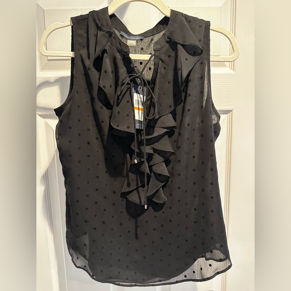 Tommy Hilfiger ruffled dot print blouse S
